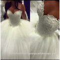 Full Pearls Puff Ball Gown Wedding Dress With Sweetheart Neckline 2016 New Wedding Dresses CWF2383